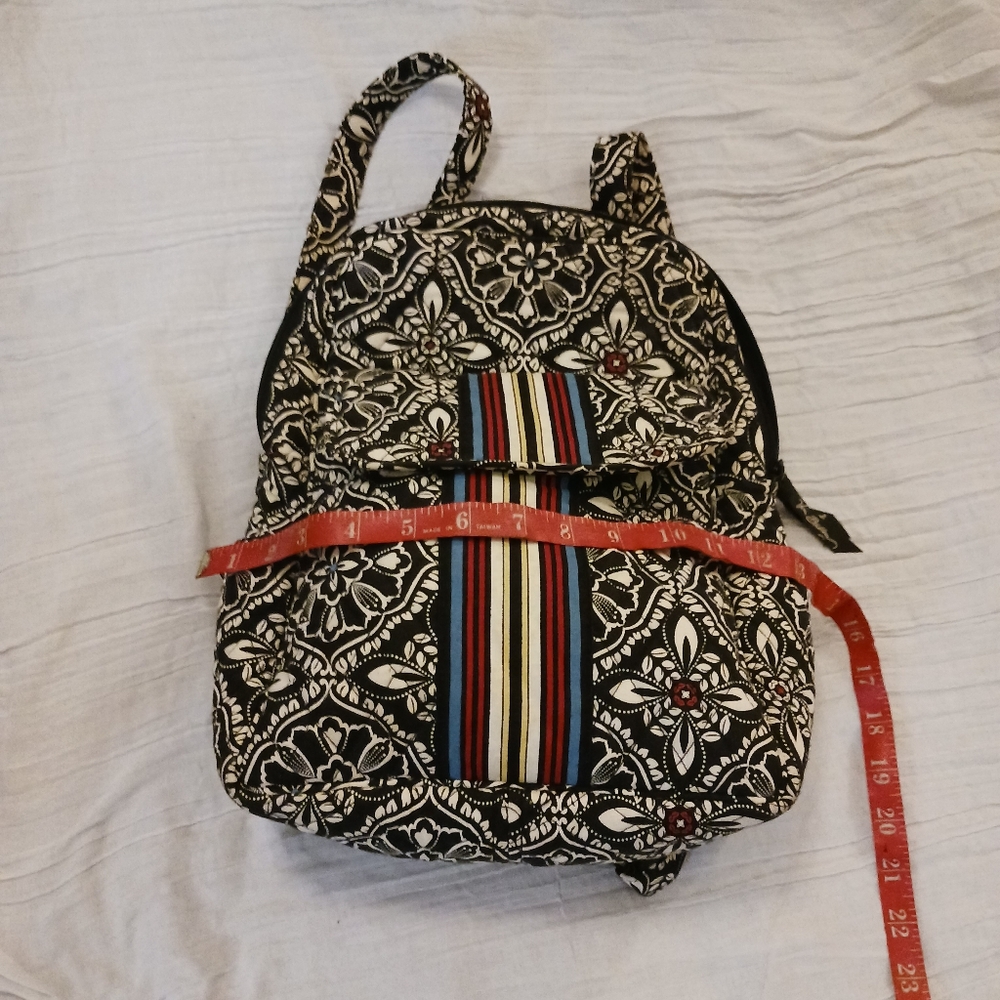 Floral Patterned Black White Backpack - image 4